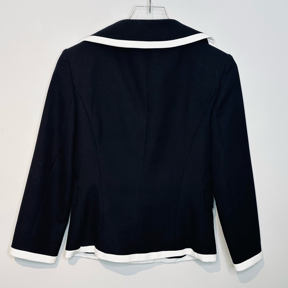 Michael Kors Double Crepe Black Blazer Jacket with White Trim Size 8 - Picture 2 of 10
